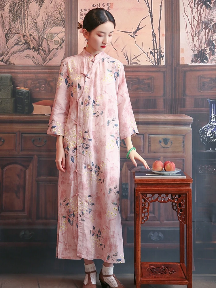 Ele التخسيس الوردي الصيني Sle منتصف طول الدكتور مع زر التفاصيل عالية الخصر القطن مستقيم قطع المرأة الدكتور