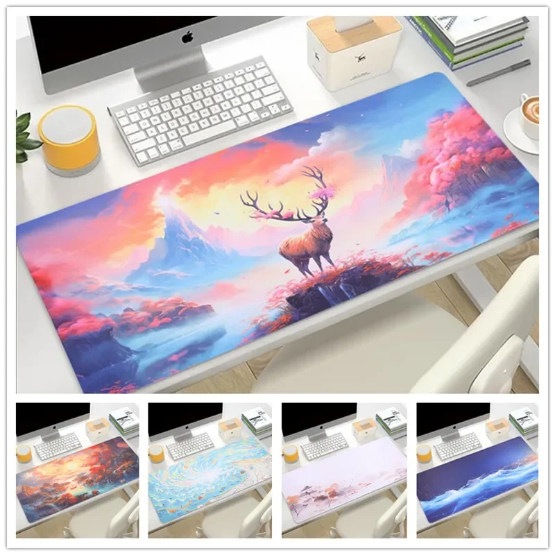 

Deer Scenic Mouse Pad Colorful Large Gamer Mousepad Home Office Computer Keyboard Deskpad Decor Mice Mat Gaming Accessories Gift