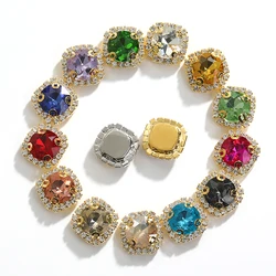 12mm 10/20pcs Gemstone Flower Rhinestone Round Crystal Pointback Strass Jewerlry Stone With Claw DIY Sewing Buttons In Clothes