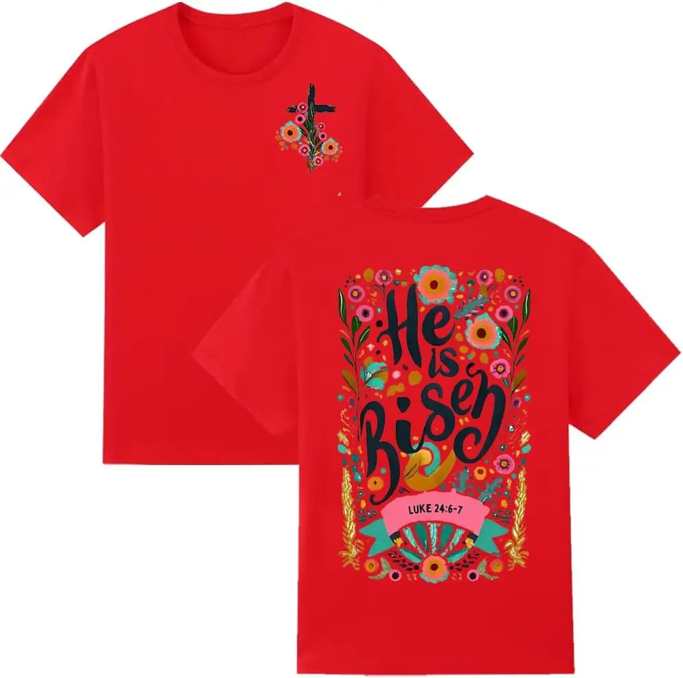 

He is Risen Easter Shirt for Women Funny Jesus Easter Day Christians T-Shirt Casual Short Sleeve Blessed Tops Shirts