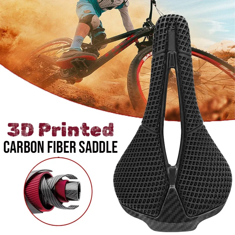 

Велосипедное седло с 3D принтом MTB, дорожное велосипедное седло из углеродного волокна, подушка сиденья из углеродного волокна для велосипеда, подседельный штырь, сверхлегкое 3d велосипедное седло