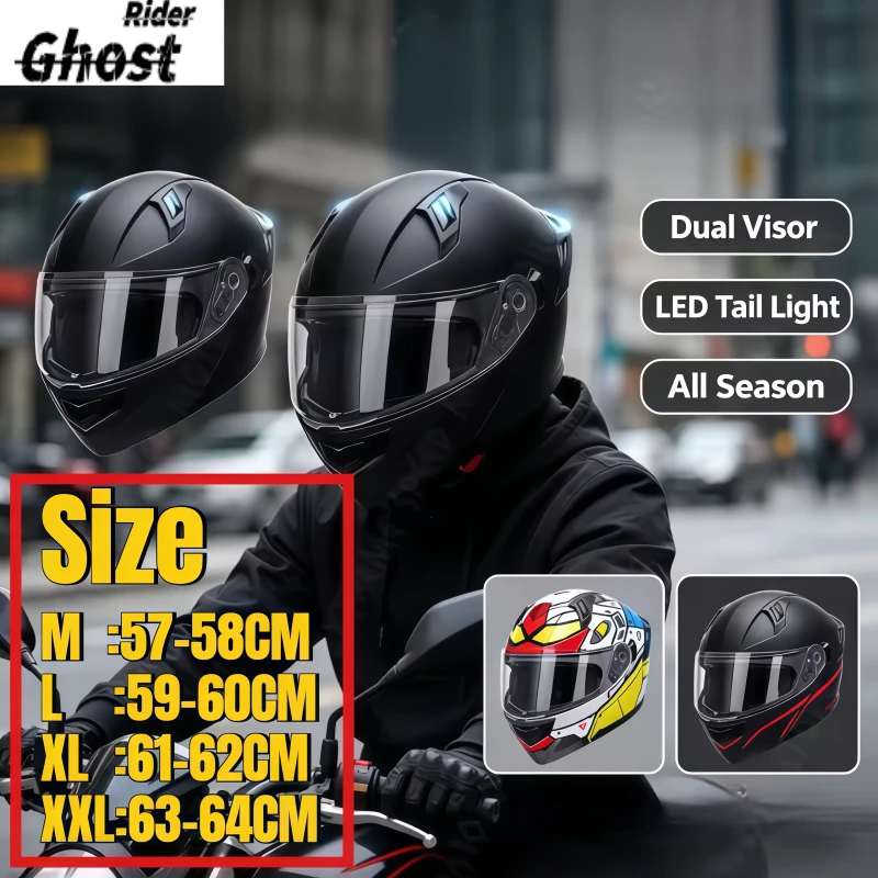 Motorcycle Gear Up - Мотоциклетный шлем с LED-задним фонарем, откидной