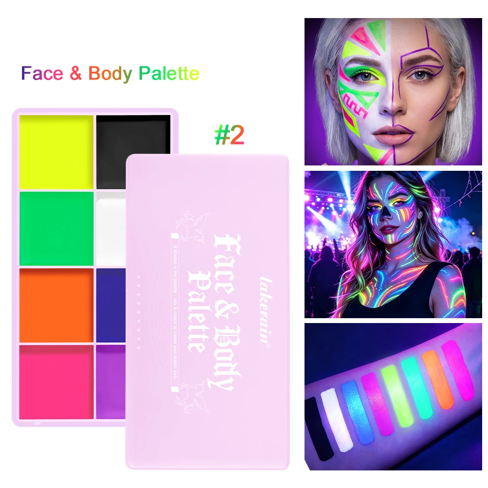 Halloween Rave Party Cosplay Body Art UV Glow Neon Fluorescent Face And Body Paint Palette Non Toxic Washable Makeup