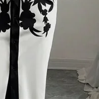 UOOZEE Office Ladies Office A-line Dress 2025 New Summer Half Sleeves V-Neck Tied Waist Flower Printed Evening Midi Dresses - Image 3