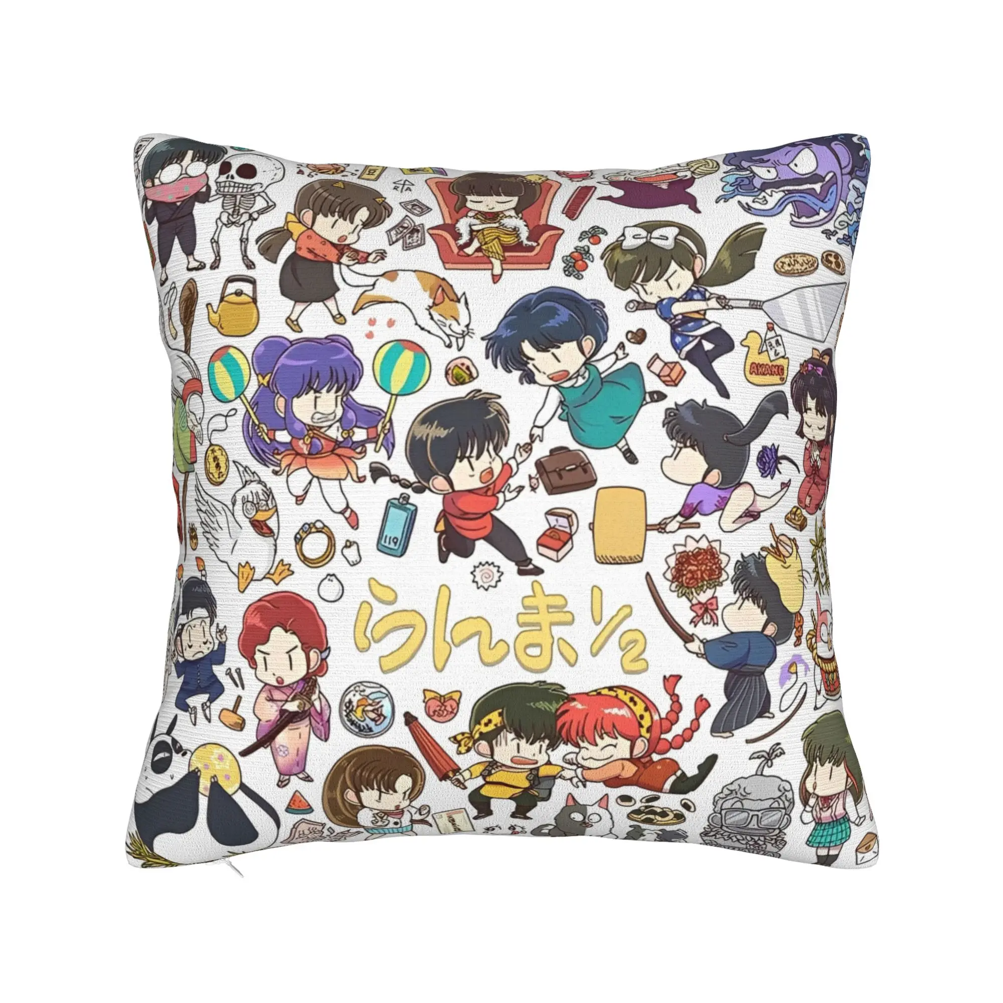 Ranma Saotom Anime Square Pillow Cases  Cushion Covers Novelty Zippered Decor Pillowcase for Home 40x40cm