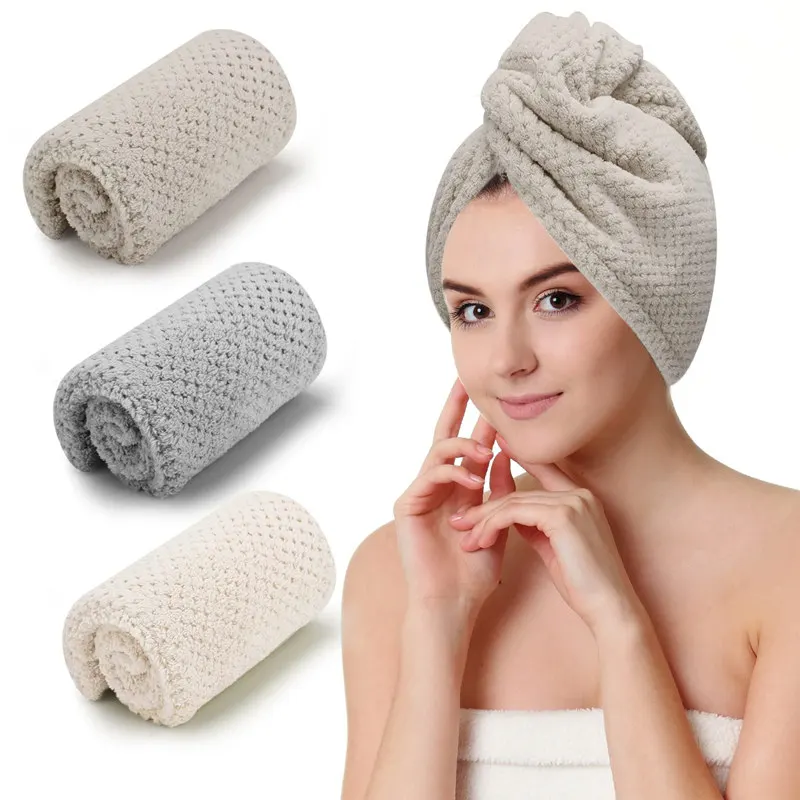 GoodTop Microfiber Hair Towel Hair Fast Dryer Waffle Towel Bath Simple Hat Quick Absorbent Shower Cap Turban Drying Women Towels