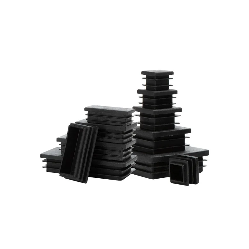 Tapón Cuadrado de plástico negro para muebles de sala de estar, tapón de inserción de tubo, 2/4/10 piezas, 10x10 ~ 100x100mm