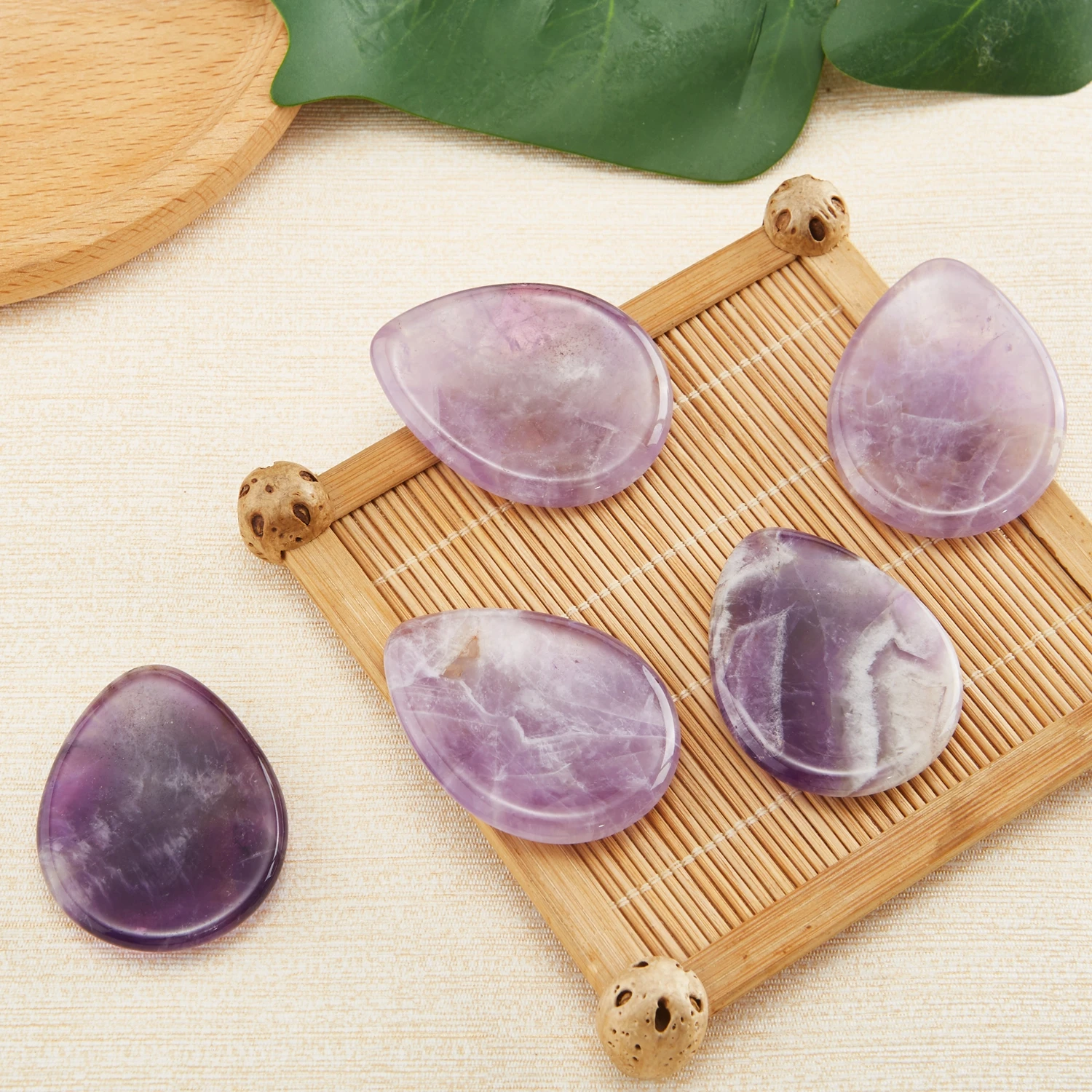 

2PCS50%OFF Cheap Clearance Invent Natural Quartz Crystal Worry Stone Finger Massager Beauty Tool Healing Troubles Anxiety Relief