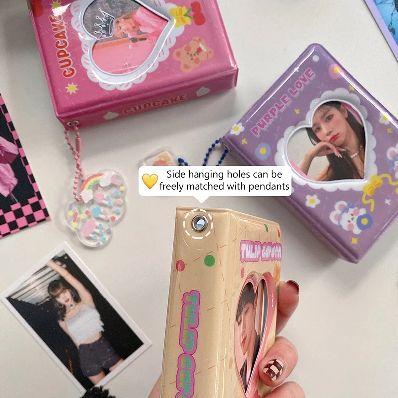 40 bolso 3 Polegada coração oco álbum dos desenhos animados álbum ídolo cartão de foto pacote livro coleção kpop moldura da foto caso titular do cartão