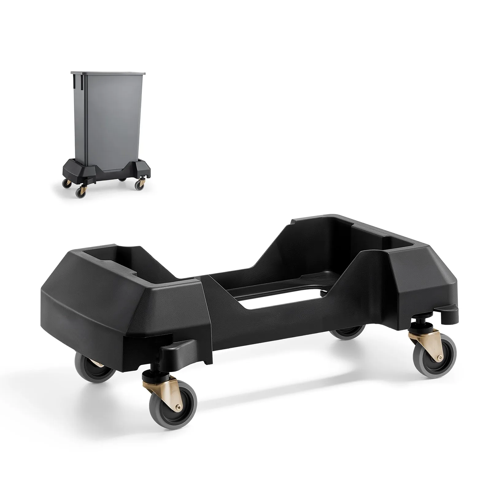 

SucceBuy 200lbs Trash Can Dolly Slim Roller Base with 4 Lockable Wheels Rolling Plastic Bin Barrel Cart Fit 16/23 Gal Containers