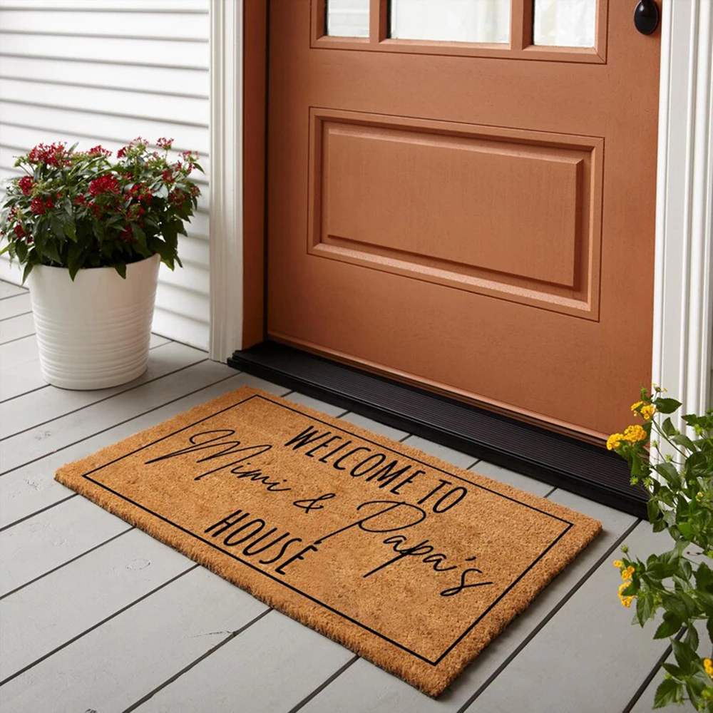 Custom Doormat Coir Personalized Mimi Papa Grandparents Name Welcome Mat Non Slip Outdoor Front Door Home Decor Mothers Day Gift