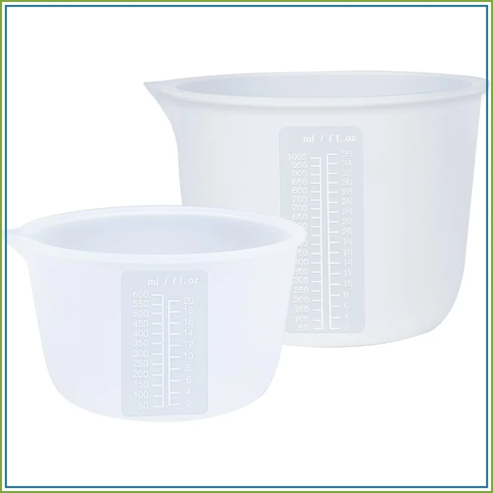 

Silicone Measuring Bowl Set of 2 - 1000ml & 600ml for Epoxy Resin, Fluid Art, Butter, Chocolate - BPA Free Squeeze Pour Mixing