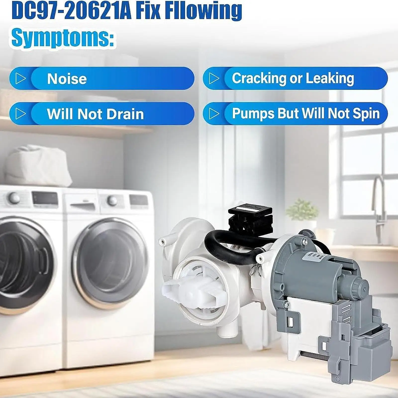 

Washer Pump Assembly Easy to Install Repalce Parts Washer Drain Pump DC96-01585L for DC97-20621A Clothes Washing Machine Accs