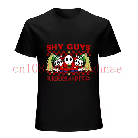 Shy Guys Burgers and Fries Funny Video Game Men T Shirt