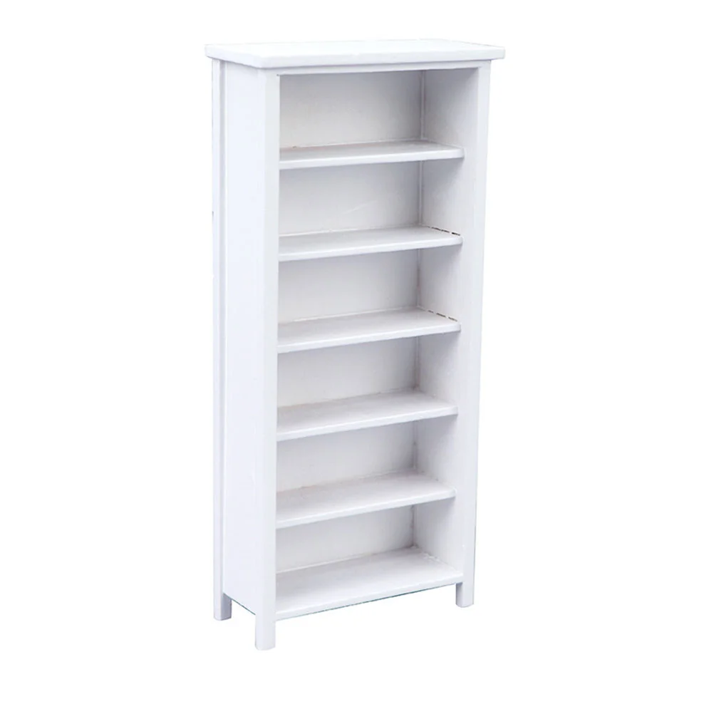 

Bookcase White Vertical Model Mini Bookshelf Adornment House Miniature Playing Prop Imitation Bookcases Wooden Furniture