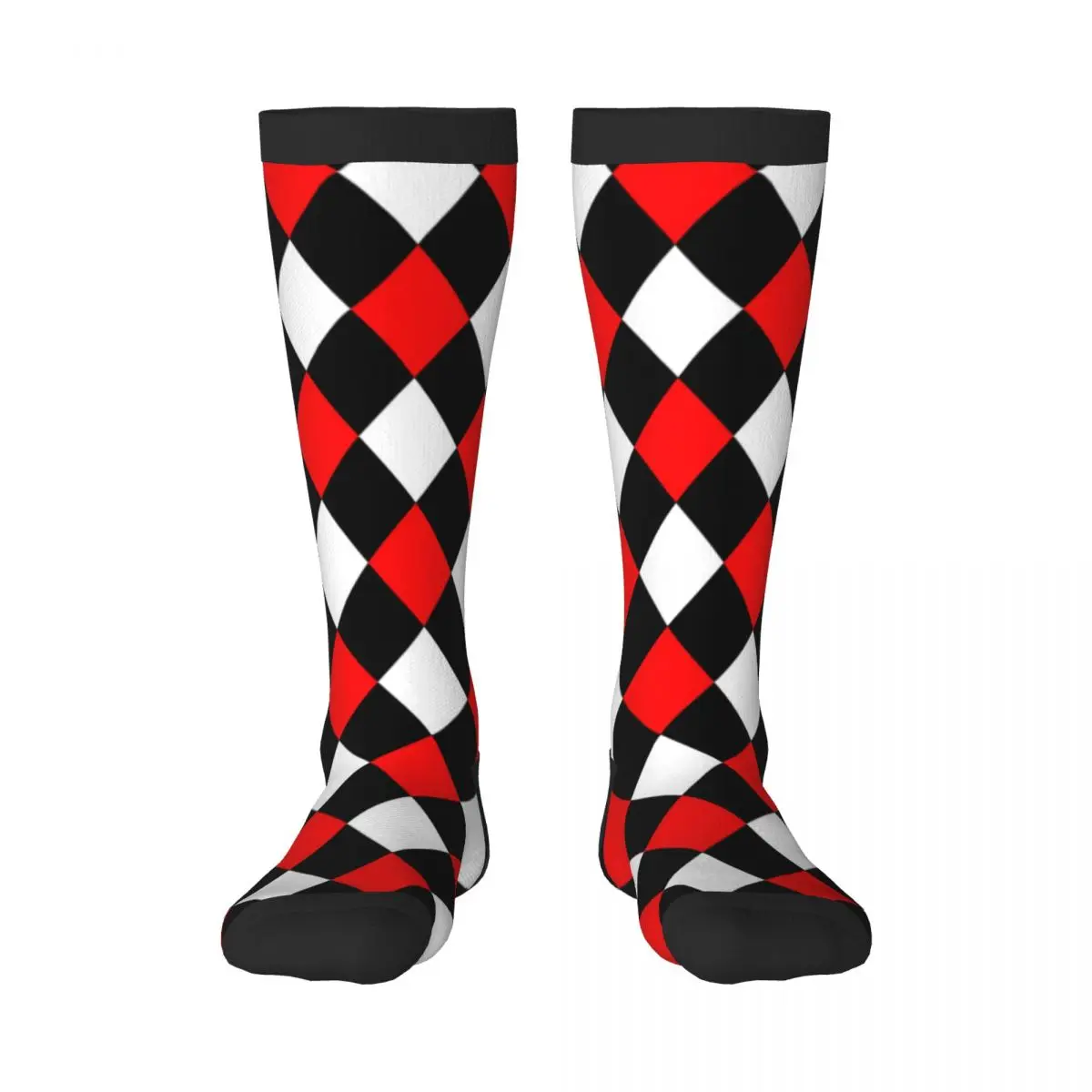 Harlequin Pattern Thigh High Socks Over Knee Long Socks Block Stockings