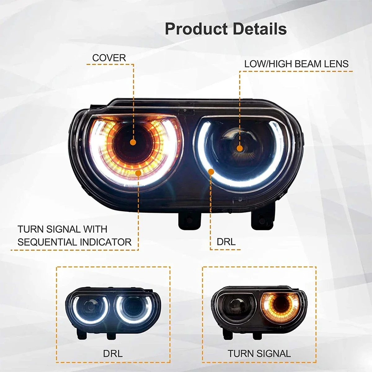 Autolichter LED-Scheinwerfer Scheinwerfer Montage 2008-2014 SRT R/T Sequentielle Auto-Frontlampe für Dodge Challenger