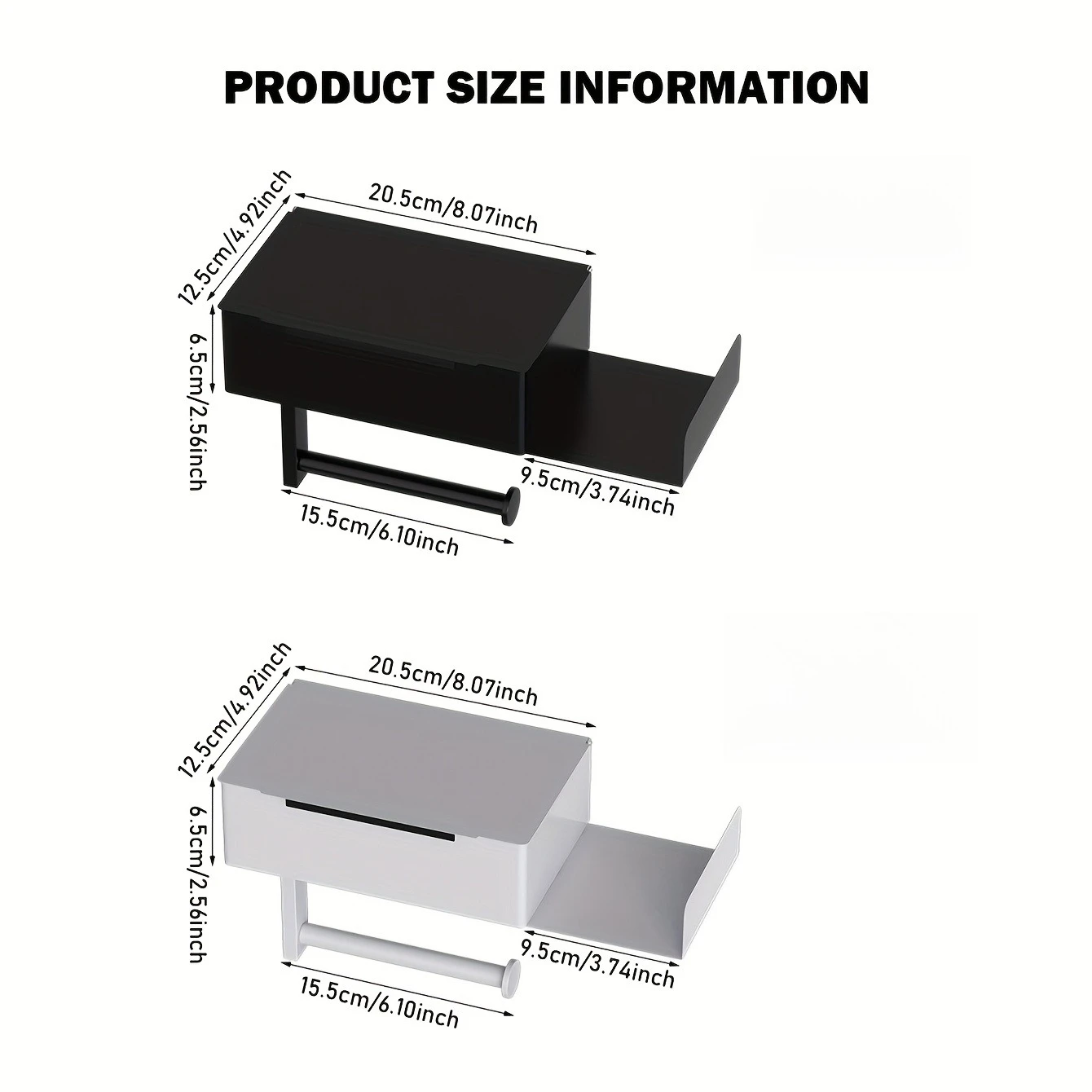 Wall-Mounted Toilet Paper Holder with Smartphone Stand - Modern Bathroom Tissue Dispenser, Essential Bathroom Organizer