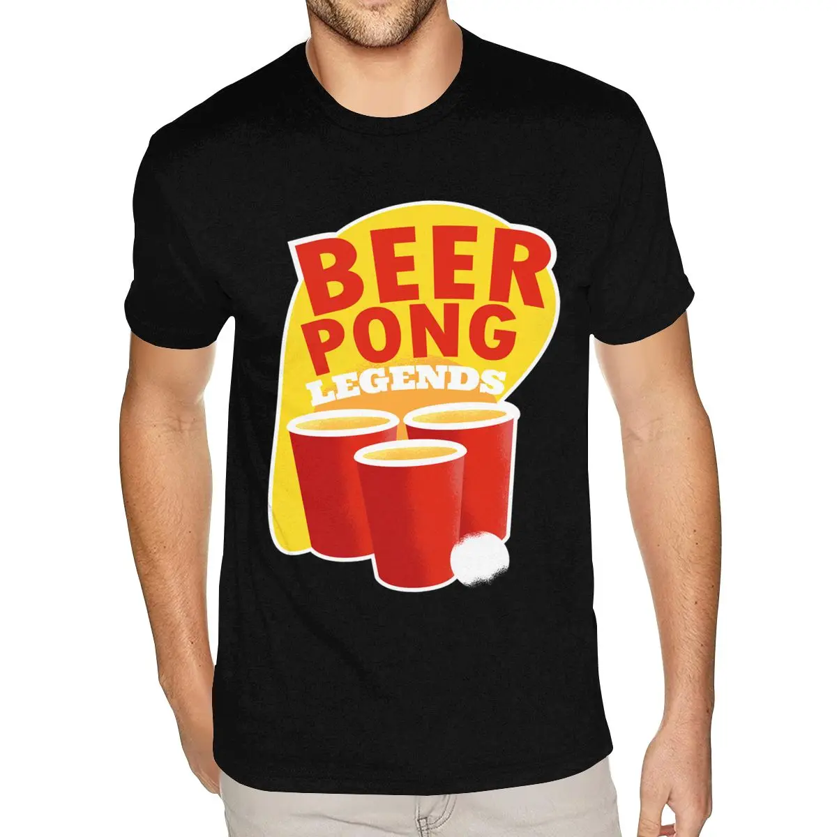

Design Beer Pong T-Shirts Men's Make Your Own Short Sleeve Pure Cotton Black Round Neck Tees