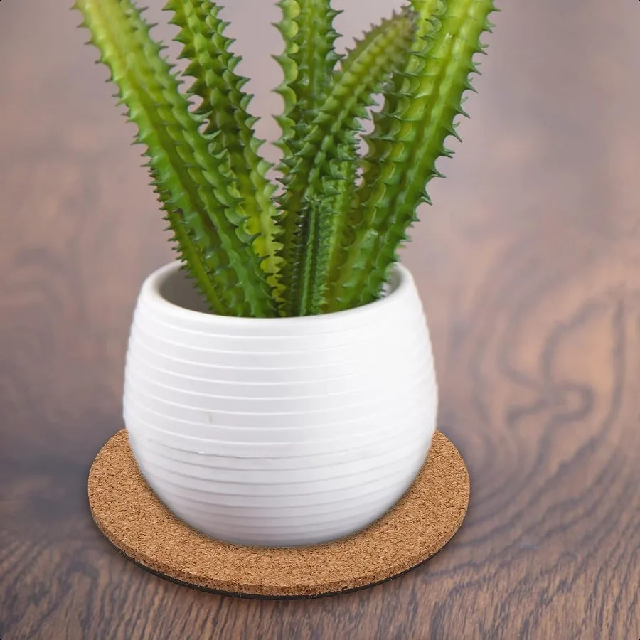 6 Pieces Cork Mat for Plants Round Cork Plant Coasters Mats for Garden Courtyard Pot Mat Indoor Outdoor and DIY Craft Project 4