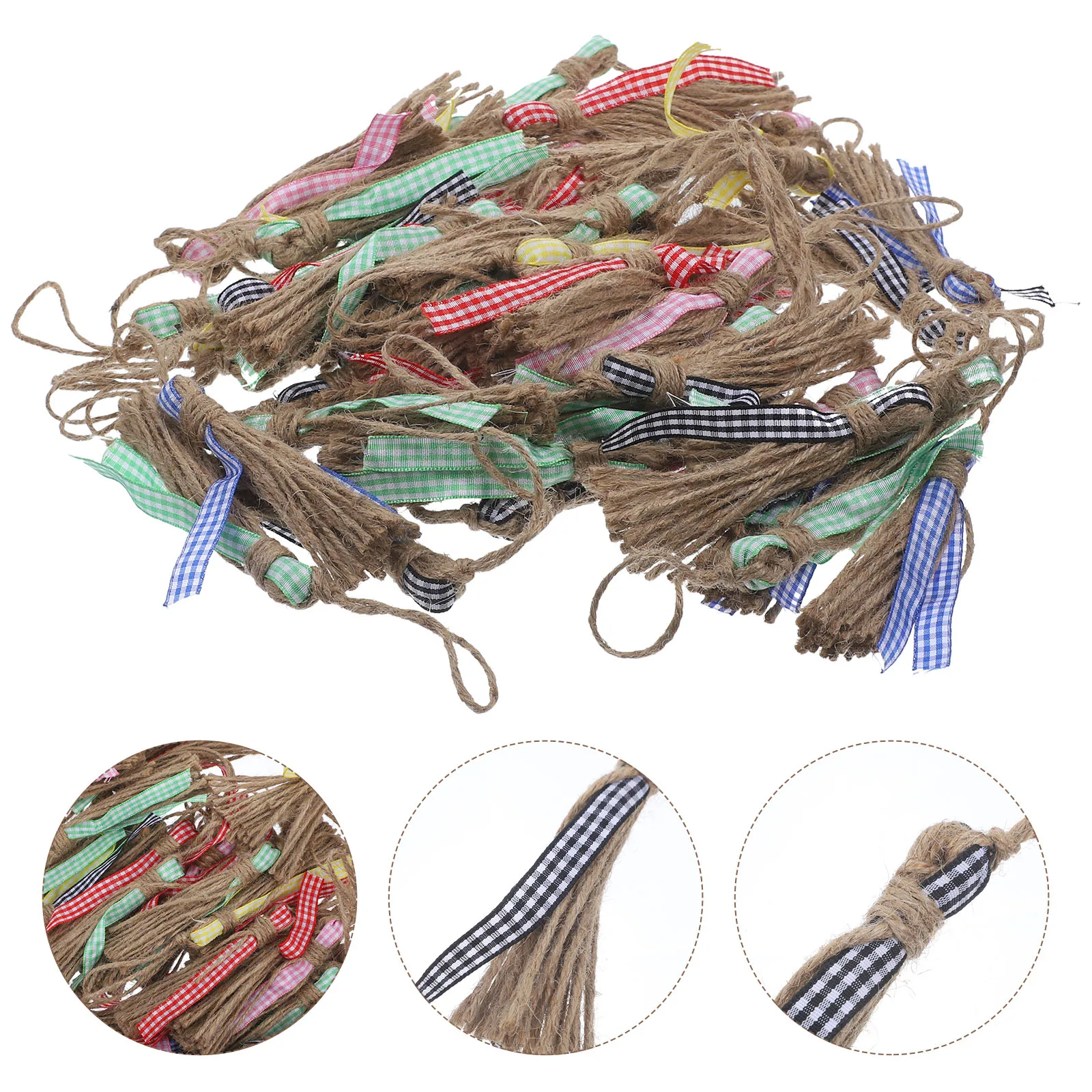 

50pcs Rope Wood Bead Wedding Party Farmhouse Decorative Pendant Hanging Tassel Natural Burlap Diy Crafts Tassel Decorations Mini
