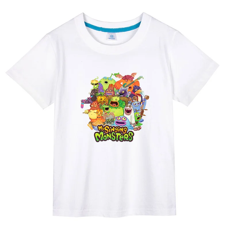 Kaus anak-anak My singing monster kaus lengan pendek anak perempuan anak laki-laki katun 100% baju kasual anak-anak musim panas atasan rompi uniseks