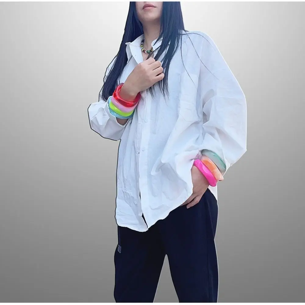 Fashion Acrylic Geometric Chunky Bangles Colorful Irregular Charm Bracelet Wristband Jewelry Gifts