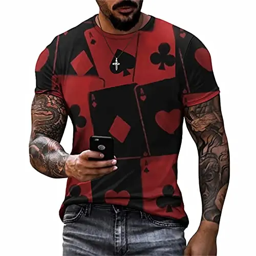 

3D print Poker T Shirts for Men Funny Graphic Workout Tees Shirt Casual Short Sleeve Tshirt Vintage T Shirt Summer Shirts Men