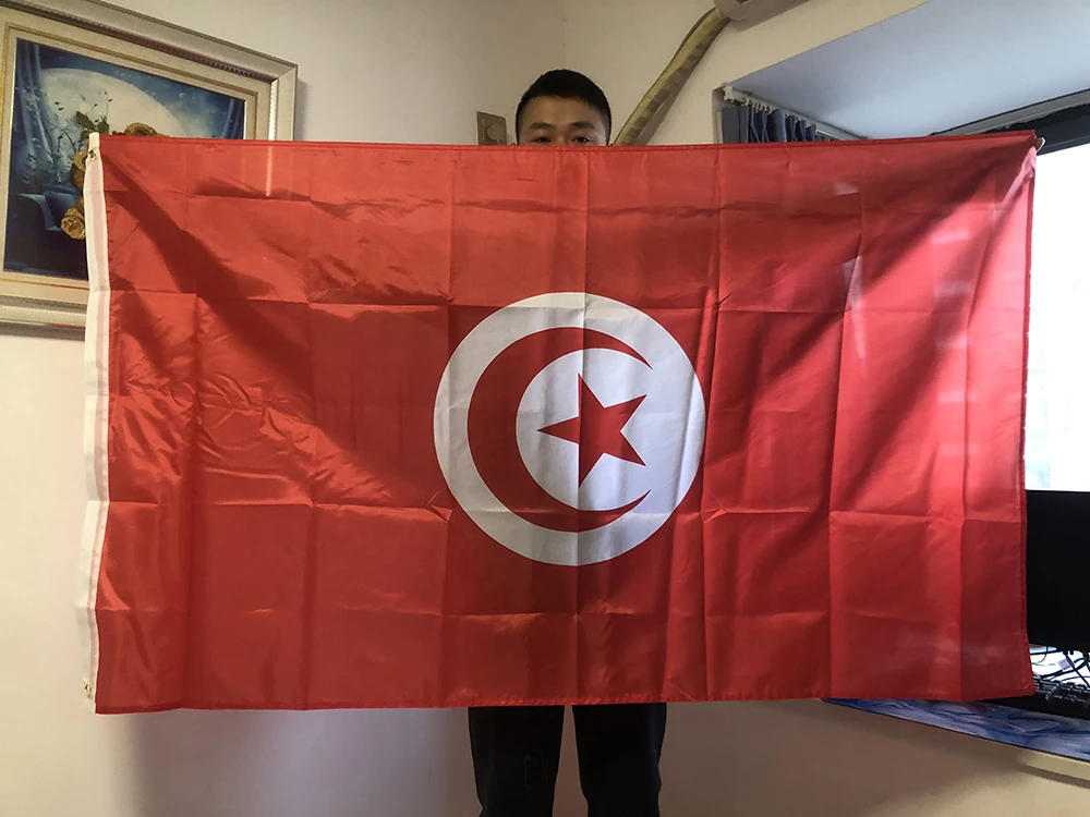 Tunisia flag 90x150cm Tunisie Flag Home Decorative Flags Banners 3x5 Feet National Flag Polyester outdoor Hanging Flying Flag