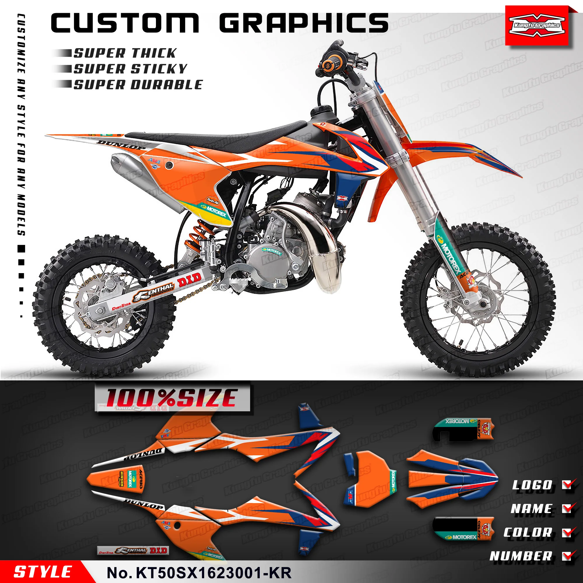 

Racing Graphics Motorcycle Stickers for KTM SX 50 2016 2017 2018 2019 2020 2021 2022 2023, KT50SX1623001-KR