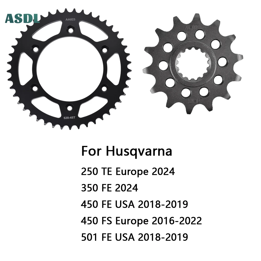 

520 45T 14T Motorcycle Front Rear Sprockets for Husqvarna 250 TE Europe 350FE 2024 450 501 FE USA 2018-2019 450 FS Europe 16-22