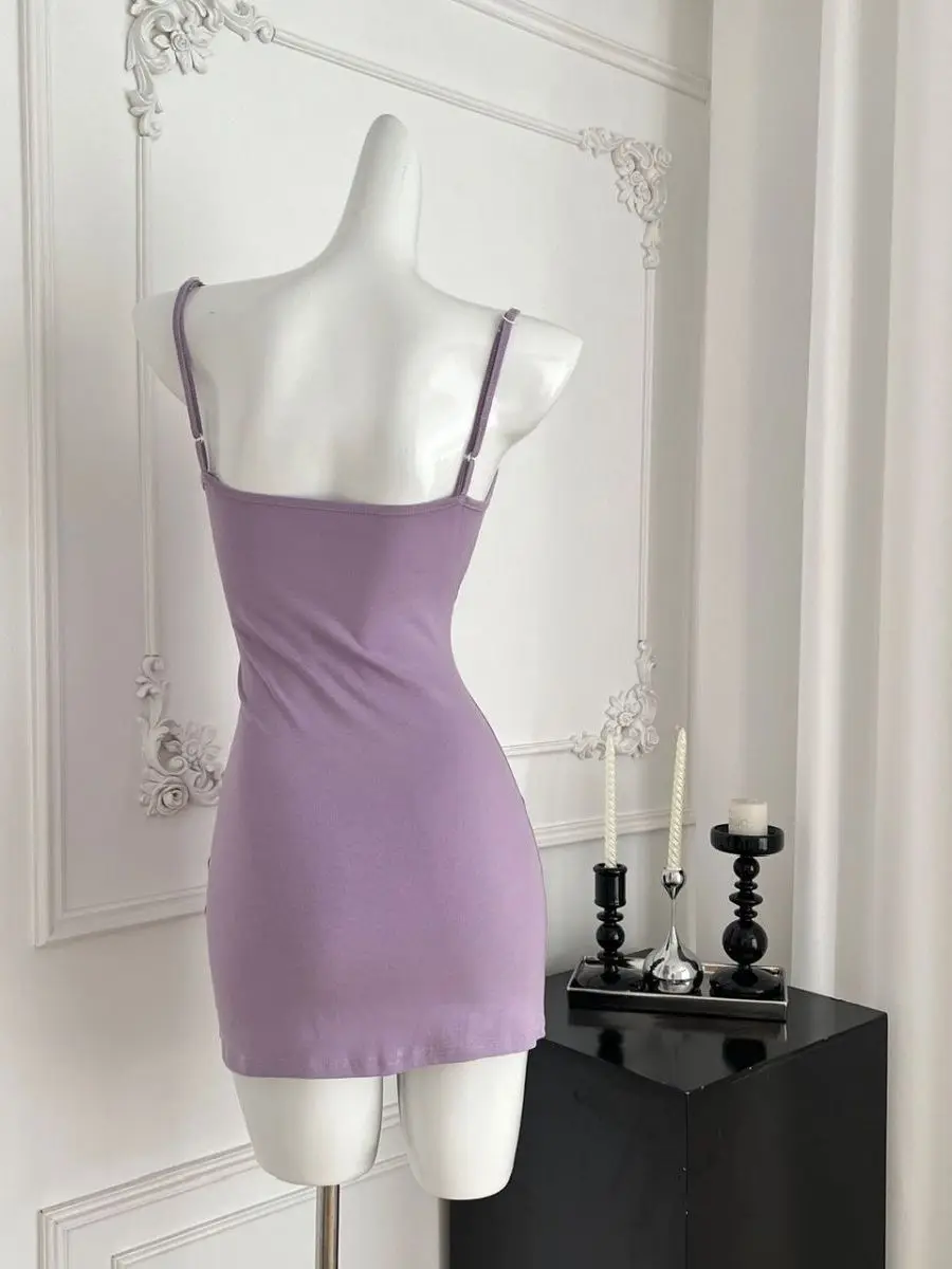 Letni, wyszczuplający komplet z koronki: dzianinowa narzutka, fioletowy, z paskiem, dwuczęściowy, seksowny, słodki, stringi, na co dzień, do pracy.