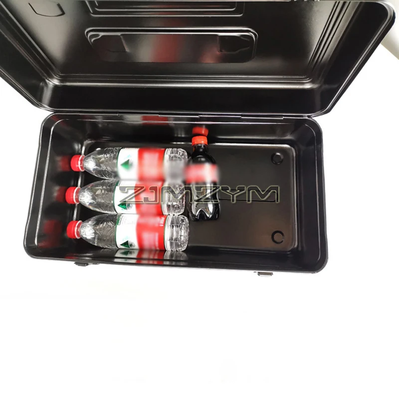 Portable Carpenter Metal Tool Box with Double Latch, Plastic Tray, Small Parts Box, Sockets Storage Box Organizer, Black