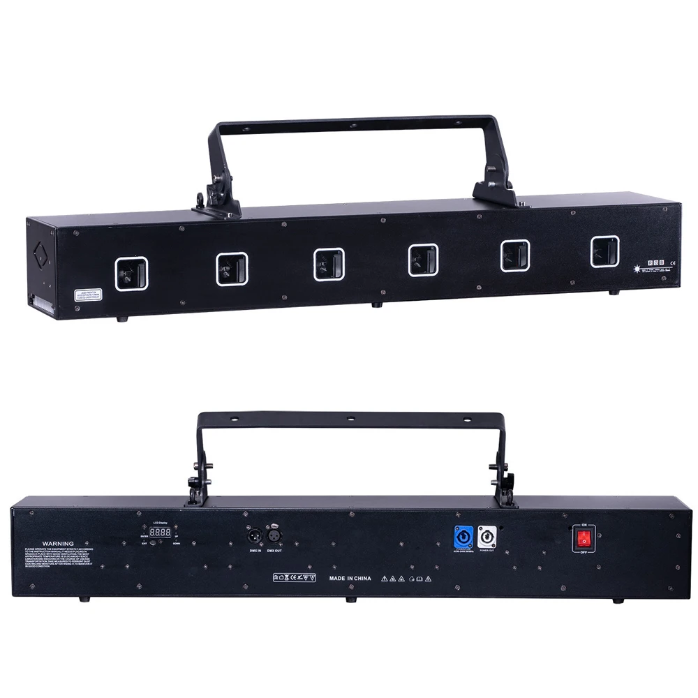 Six-head Full-color Animation Laser Dmx 512 Professional Stage Light for Club Bar Beam Projector