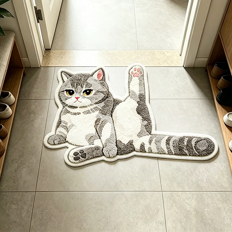 VIKAMA 3D Cute Cat Door Mat Anti slip Water absorbing Carpet Indoor Bathroom Entrance Floor Mat Home Decoration