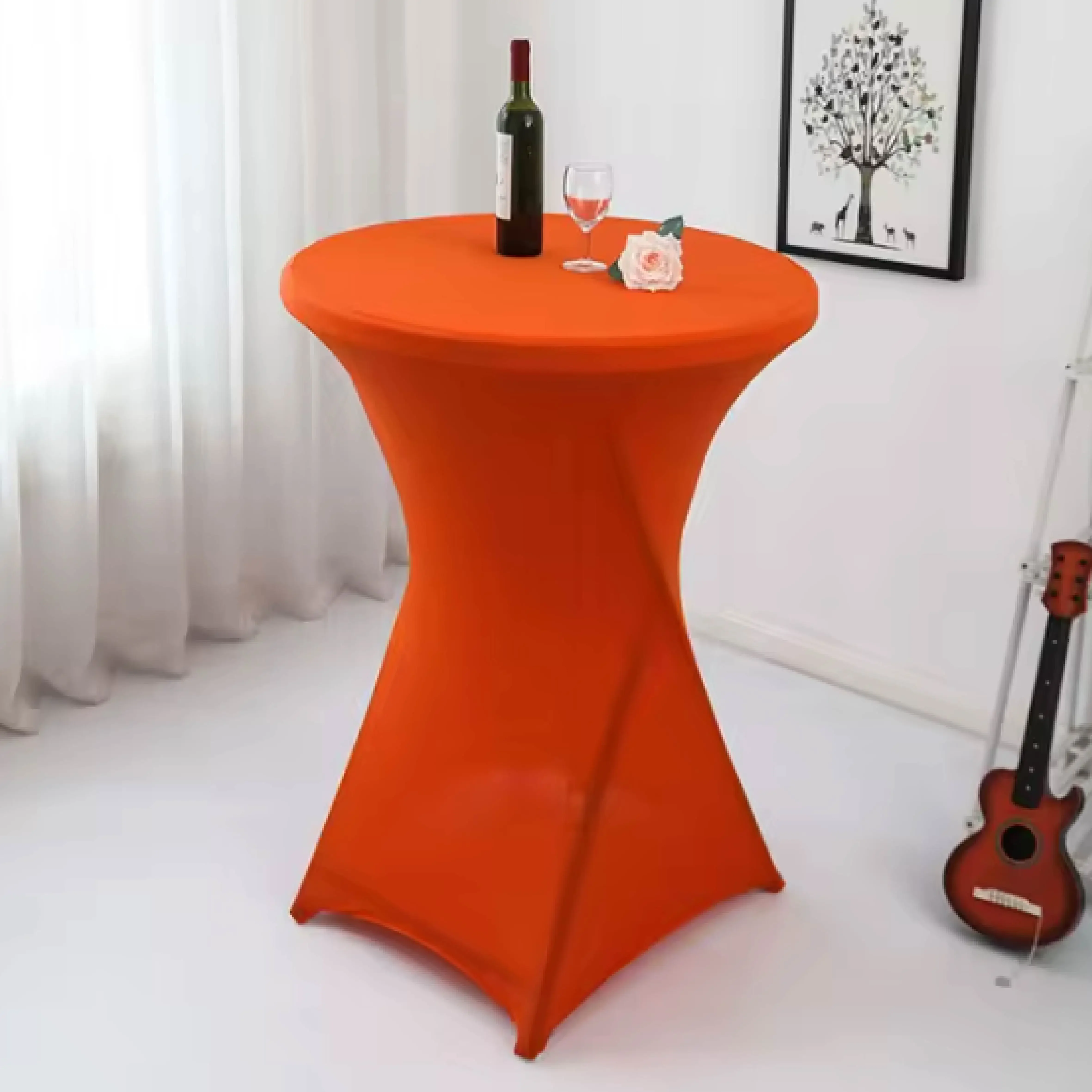 

Cocktail Round Spandex Table Cover Multi-color Elastic Fabric Table Cloth,hotel Home and Banquet Dinner Table Decorations