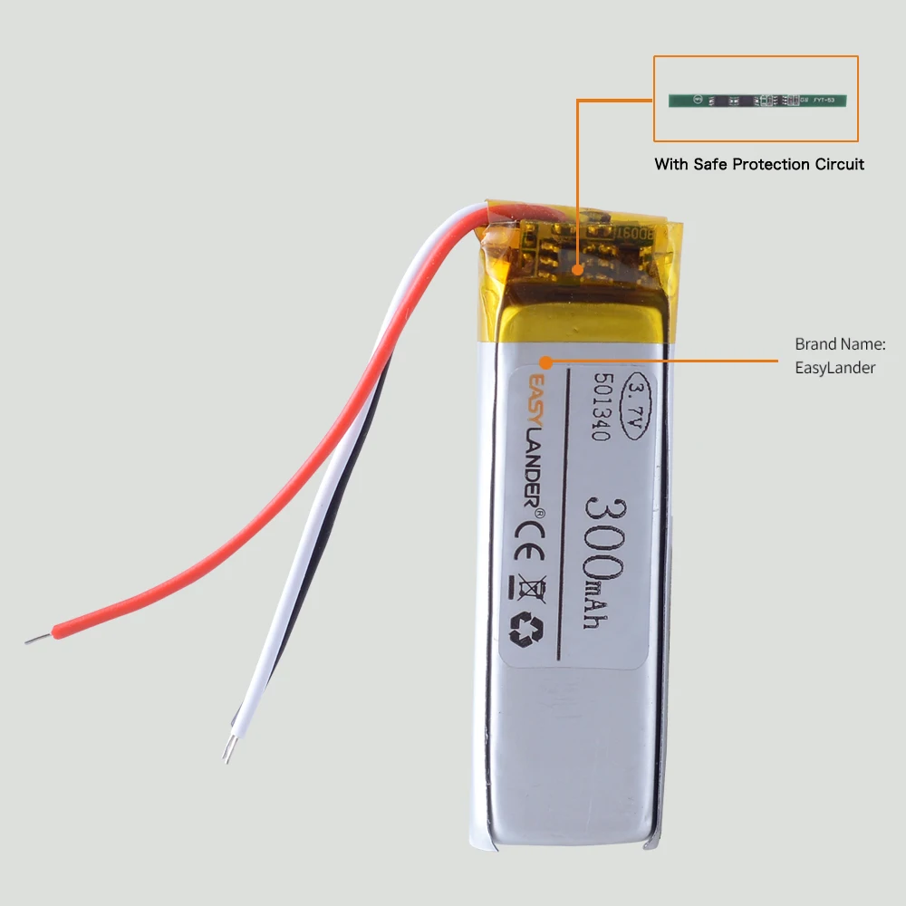 3-przewodowy 501340 300mAh polimerowy akumulator litowo-jonowy do TWS słuchawki Bluetooth zestaw słuchawkowy House twsej02 lm