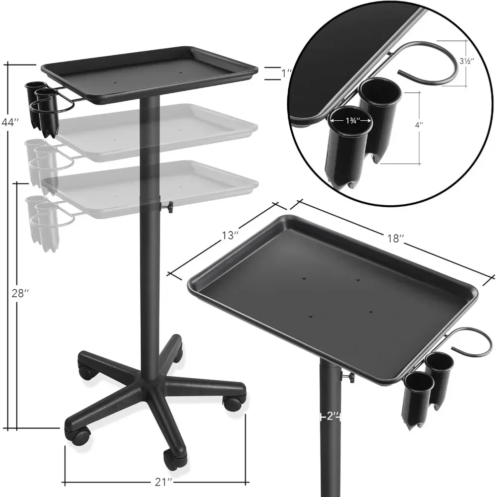 Bandeja de instrumentos de salón de aluminio con Caddy, Base rodante resistente