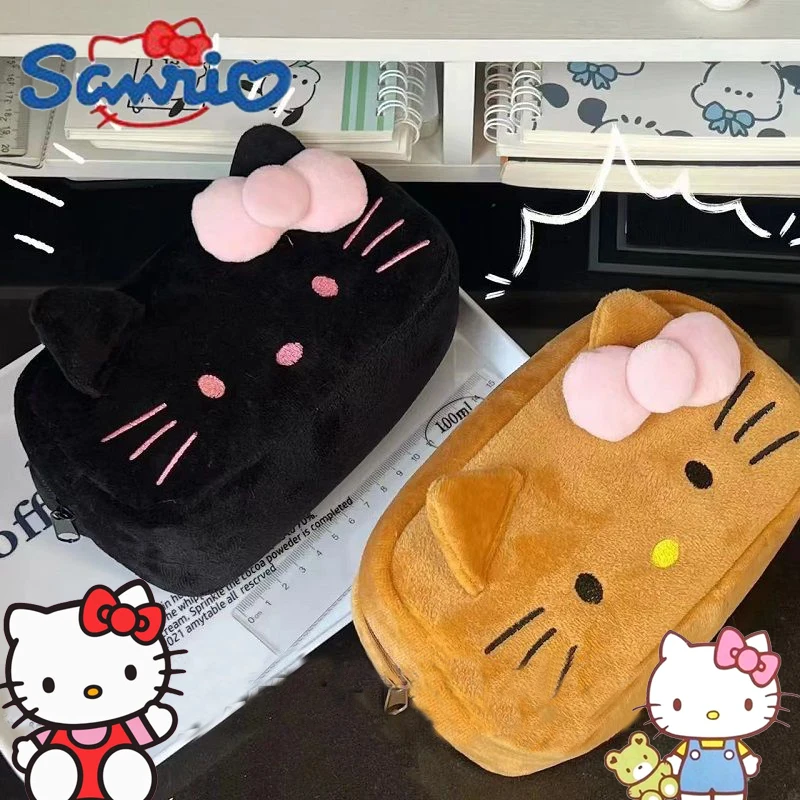 

Kawaii Sanrio Hello Kitty Anime Plush Pen Bag Student Large Capacity Stationery Bag Cute Girls Makeup Storage Bag Holiday Gifts