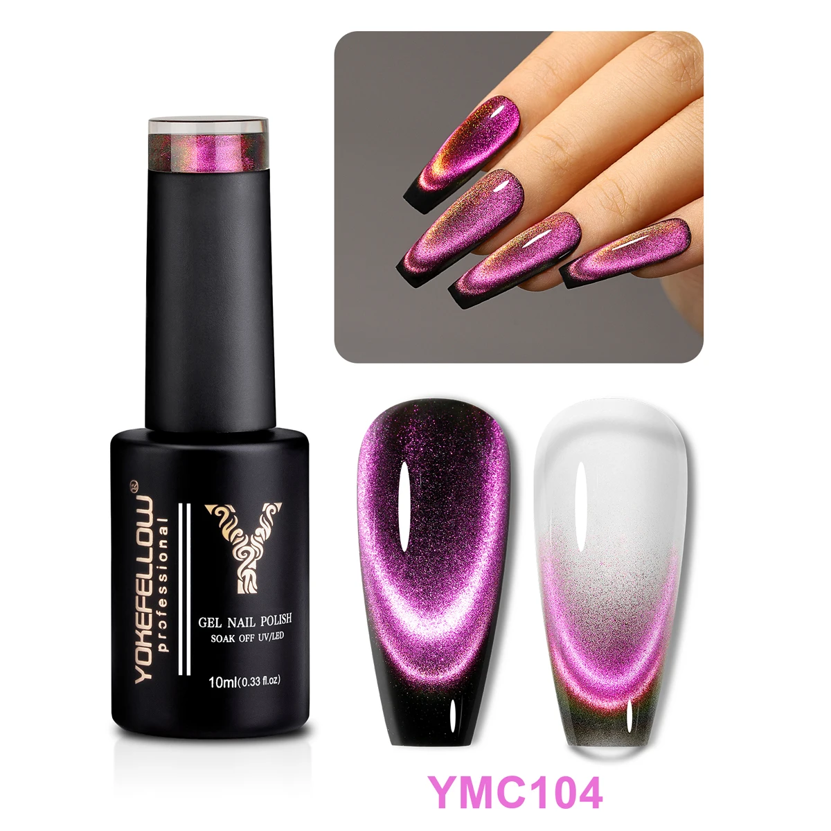 YOKEFELLOW 10ml Dreamland Cat Eye Magnetic Gel Polish Set 4 Colors 10ml Glitter Aurora Gel Polish Soak off Nail Art Gel Varnish