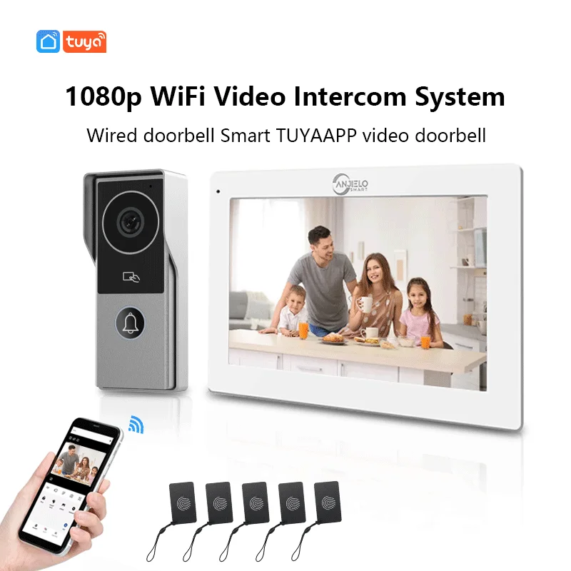 2 Wire Digital Video Intercom System 10 Inch Wireless WIFI Monitor 1080P Doorphone Camera Video Doorbell Card Tuya App Unlock