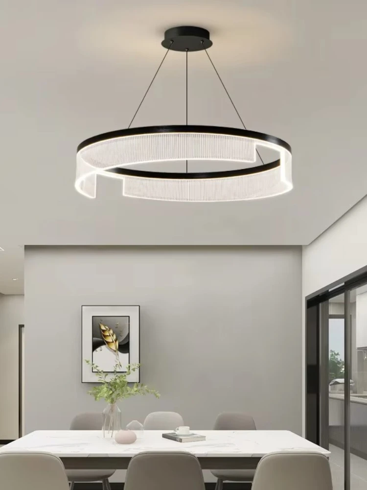 D23.6 inch modern translucent living room dining room chandelier geometric ring study bedroom acrylic chandelier