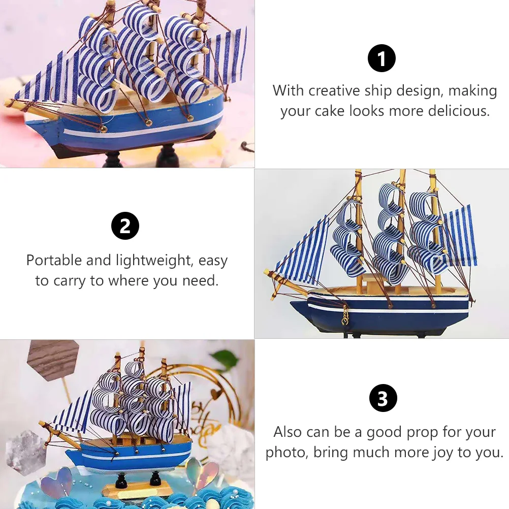 Cake Baby Decoration Sailing Boat Gift Creative Ship Design Topper Ornament Water Table Toy