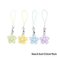 Chaînes de téléphone à fleurs en résine colorée pour femmes, Style coréen, frais, mignon, sac Transparent, pendentif clé, meilleur ami, accessoire Compact 6
