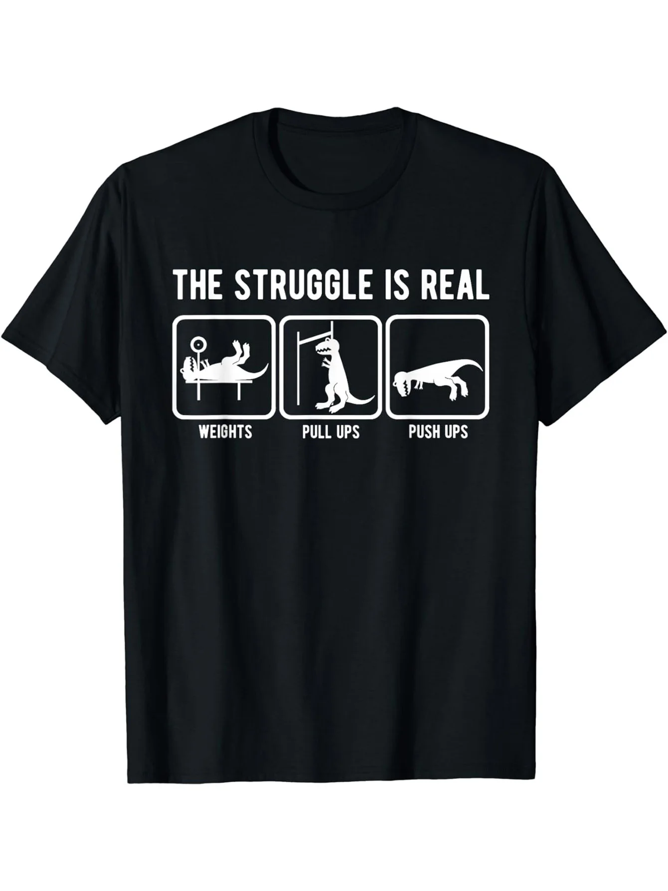 

Funny Dinosaur And Letter Print Men's Casual Stretch Short Sleeve Crew Neck T-shirt, Summer Outdoor
