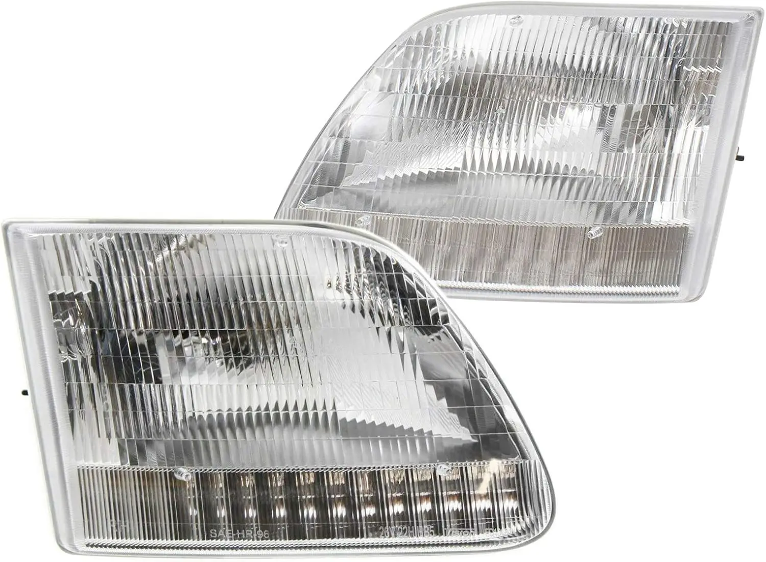

for 1997-2003 Ford F150 F250 Expedition Factory Style w/Bulb Chrome Replacement Corner Headlights Set - Passenger and Driver Sid