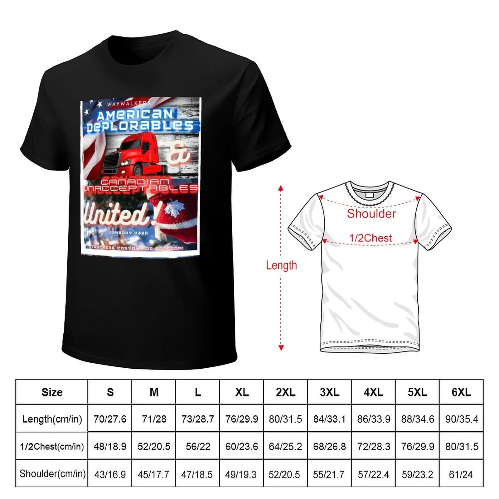 American Deplorables & Canadian Unacceptables T-Shirt Large Size Casual Short Sleeve Top