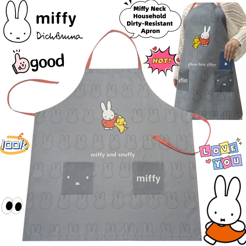 

Miffy Second-dimensional Creative Home Dirty-resistant Apron Gift Cartoon Cute Anime Peripheral Waterproof Oil-proof Neck Scarf