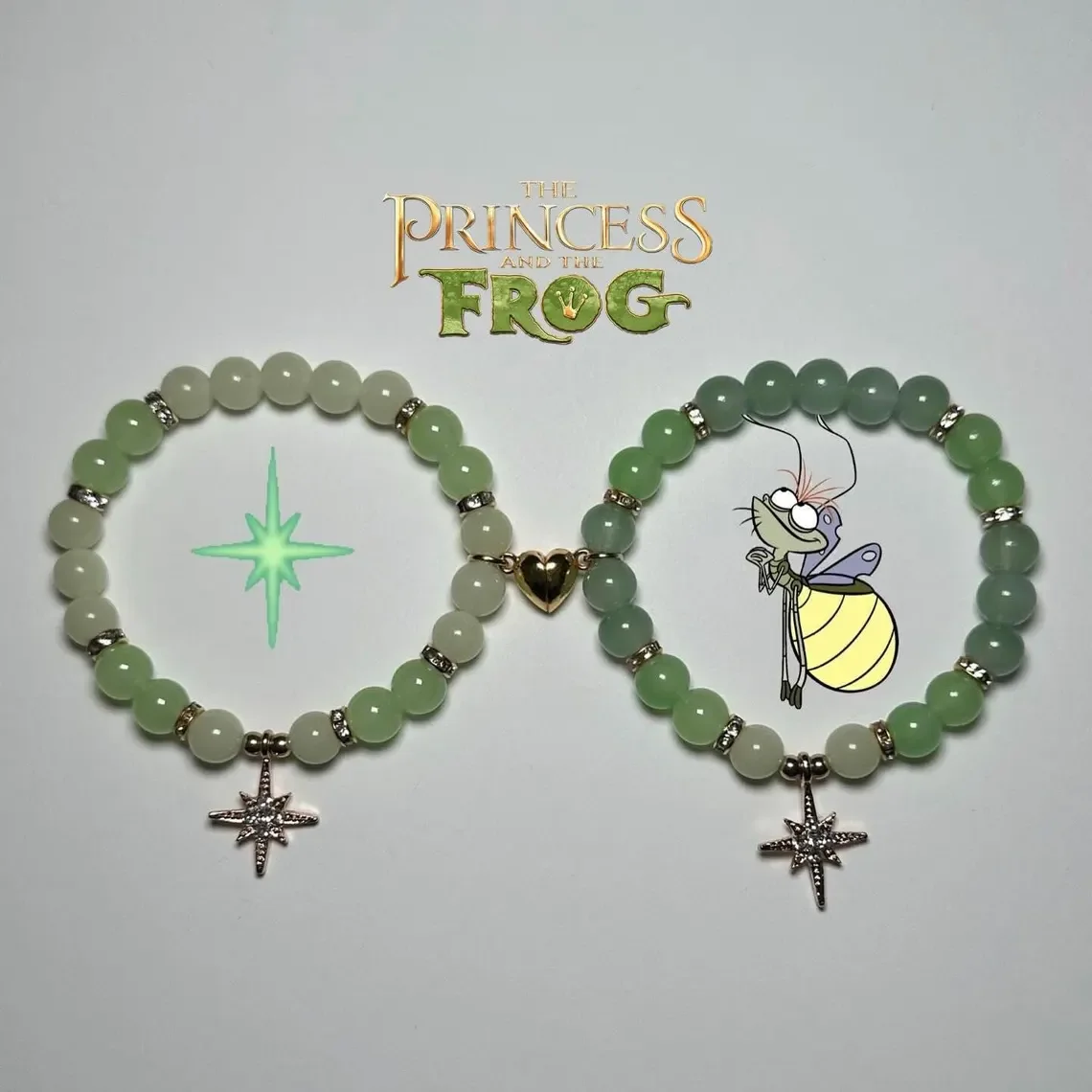 

Ray and Evangeline Couple Bracelet | Princess and Frog | Green | Couple Bracelet | Couple Gift | Valentine's Day Gift