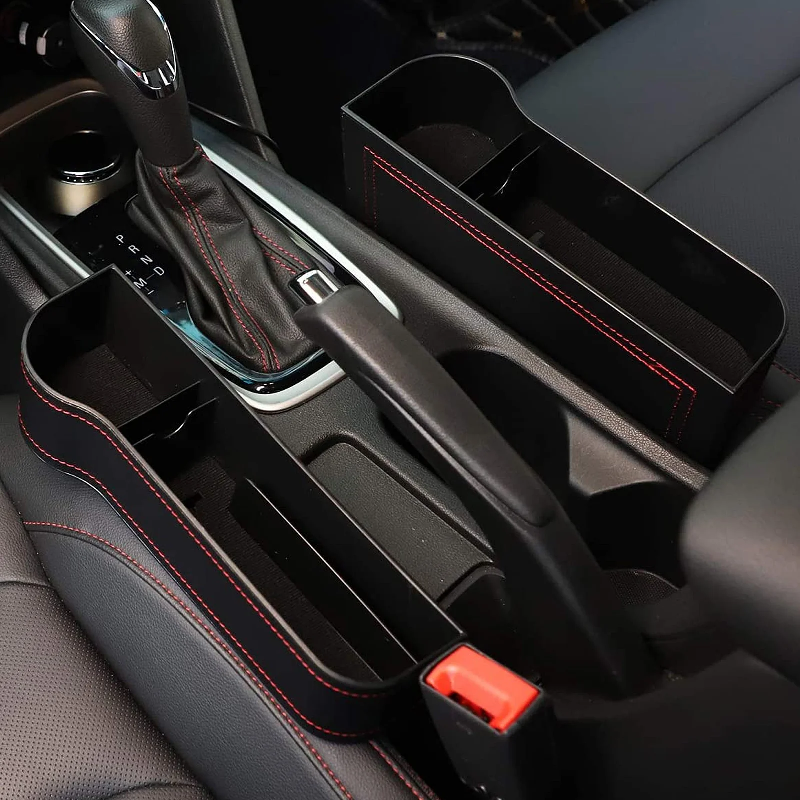 

2pcs Car Seat Side Pockets Plastic Material Car Seat Gap Organizer For Phone Wallet Keys Coins Storage Black